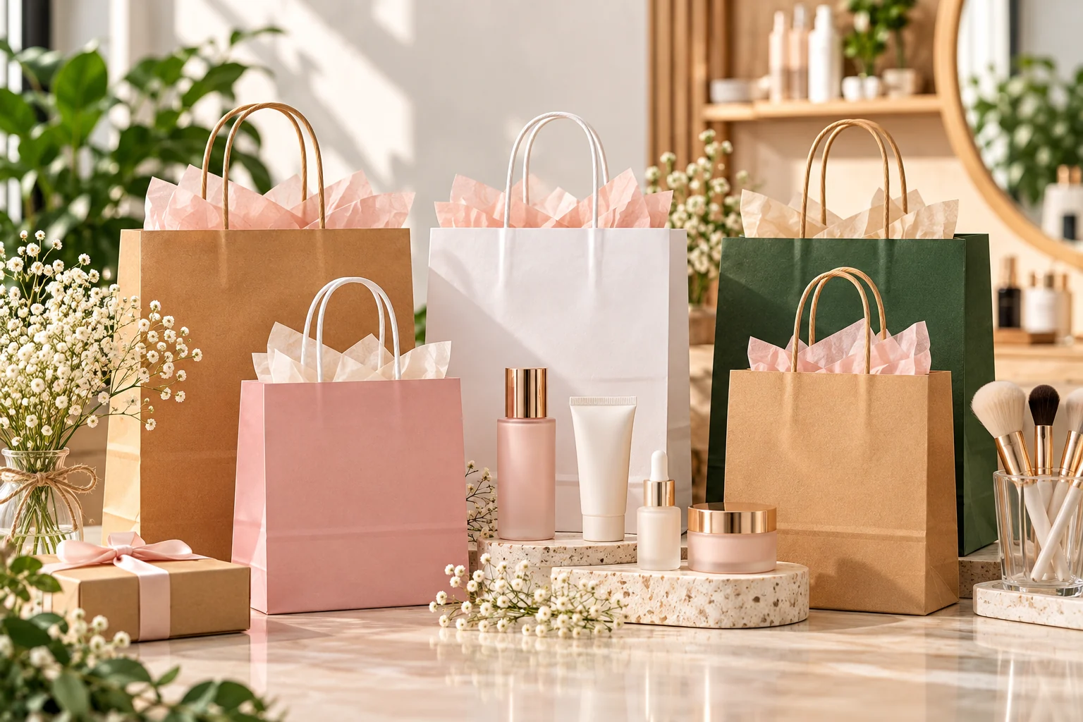 Túi giấy quai xách dùng cho mỹ phẩm